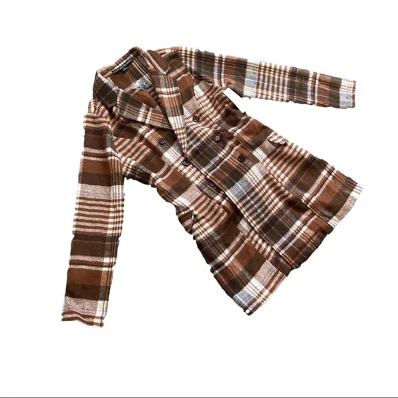 Plaid Brown Women's Coat - Picture 2 of 12